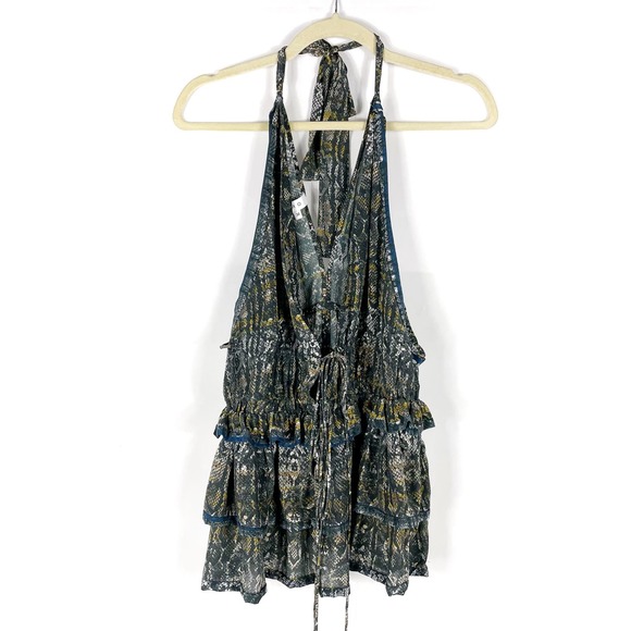 IRO Toledo Snake Print Halter Top Silk Sz‎ 34 EU / 2 US Ruffle Hem V-Neck - Picture 3 of 10